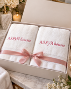 Coffret mariés serviettes de bain personnalisées brodées