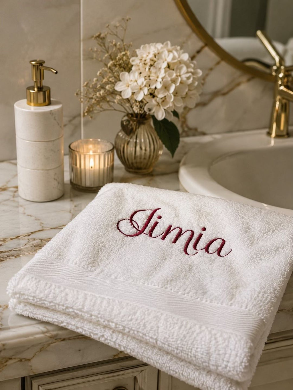 Serviette Élégance – Serviette de bain personnalisée brodée